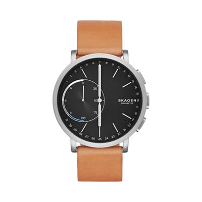 Hagen Connected Titanium and Leather Hybrid Smartwatch skt1104